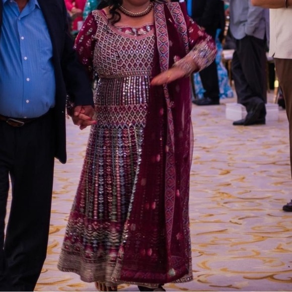 Burgundy Anarkali/ gown - Picture 4 of 9